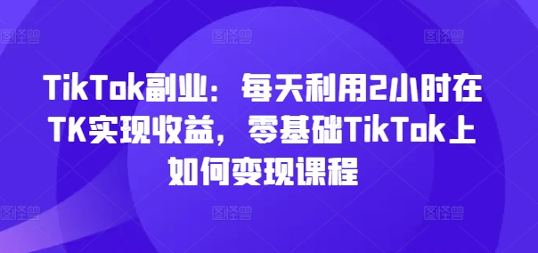 TikTok第二职业：每日运用2个小时在TK实现收益，零基础TikTok上如何盈利课程内容-优知识