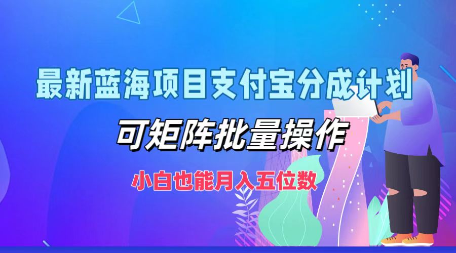 最新蓝海项目支付宝分成计划，可矩阵批量操作，小白也能月入五位数-优知识