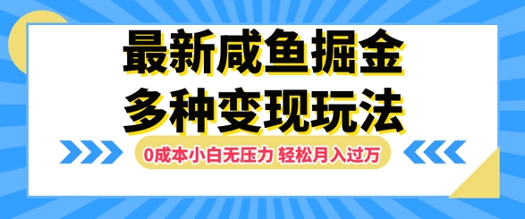 最新咸鱼掘金玩法，0成本小白无压力，多种变现方式，轻松月入过W-优知识