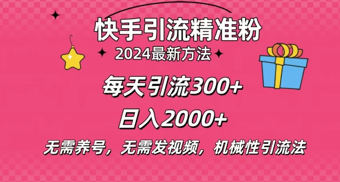 小白即可入手，一部手机搞定，2024快手在线用户私信引流法搬砖式引流，一天可引300+创业粉-优知识