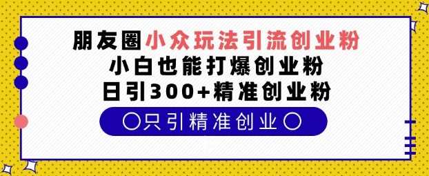 朋友圈小众玩法引流创业粉，小白也能打爆创业粉，日引300+精准创业粉【揭秘】-优知识