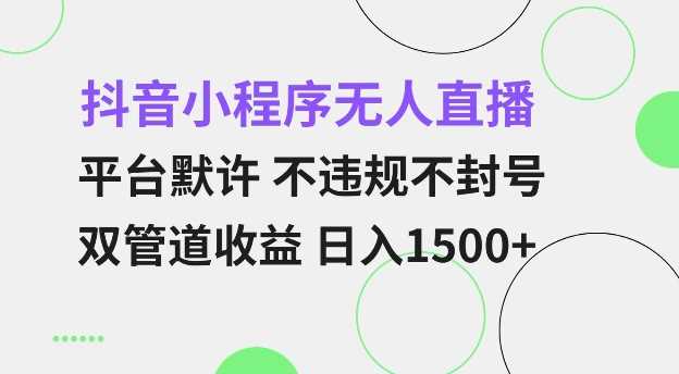 抖音小程序无人直播 平台默许 不违规不封号 双管道收益 日入多张 小白也能轻松操作【仅揭秘】-优知识