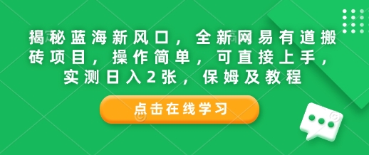 图片[1]-揭秘蓝海新风口，全新网易有道搬砖项目，操作简单，可直接上手，实测日入2张，保姆及教程-优知识