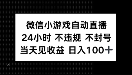 微信小程序全自动直播间，24h直播间不违规 防封号，当日见盈利 日入100-优知识