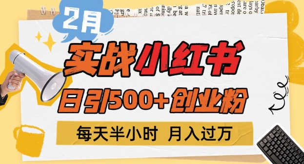 2月实战演练小红书的日引500 自主创业粉，每天一小时，新手入门轻轻松松转现1w-优知识