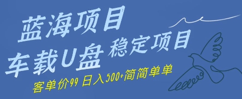 蓝海项目车载式U盘平稳新项目，赚的便是信息不对称，客单量99，日入多张很简单-优知识