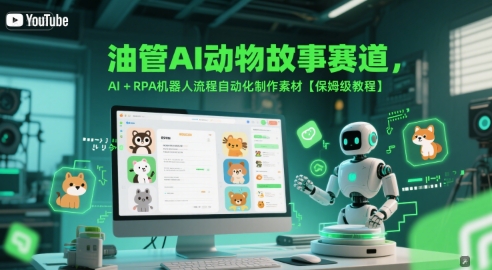 油管AI动物故事赛道，AI+RPA机器人流程自动化制作素材【保姆级教程】-优知识
