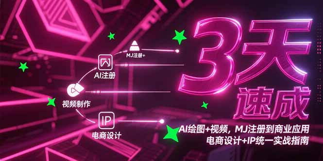 3天速成AI绘图+视频，MJ注册到商业应用，电商设计+IP统一实战指南-知学云创