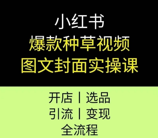 小红书爆款种草视频图文封面实操课，开店、选品、引流、变现全流程-优知识
