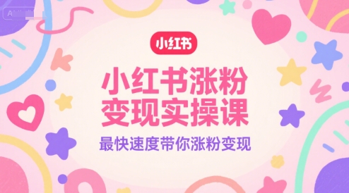小红书涨粉变现实操课，最快速度带你涨粉变现-优知识