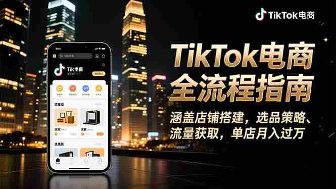 TikTok电商全流程指南,涵盖店铺搭建、选品策略、流量获取,单店月入过万-知简网创