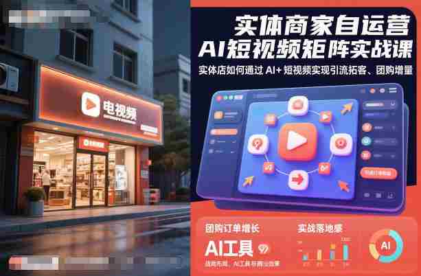 实体商家自运营AI短视频矩阵实战课,实体店如何通过AI+短视频实现引流拓客、团购增量-知简网创