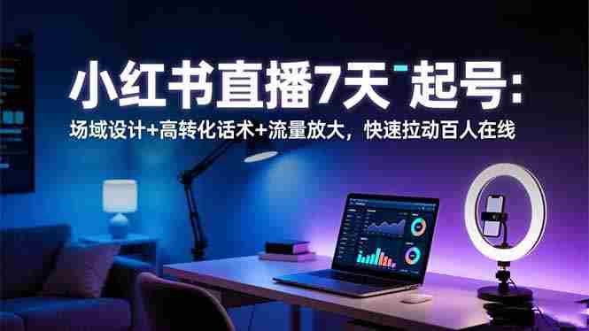 小红书直播7天起号:场域设计+高转化话术+流量放大,快速拉动百人在线-知简网创