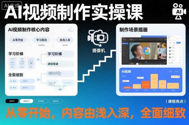 AI视频制作实操课，从零开始，内容由浅入深，全面细致-知学云创