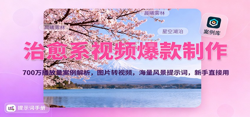 治愈系视频爆款制作，700万播放量案例解析，图片转视频，海量风景提示词，新手直接用-知学云创