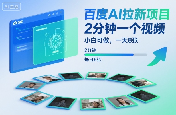 百度AI拉新项目，2分钟一个视频，小白可做，一天8张【附案例+保姆级教程】-知学云创