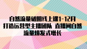 自然流量破圈线上课1-12月：打造运营型主播团队 直播间自然流量爆发式增长-知简网创