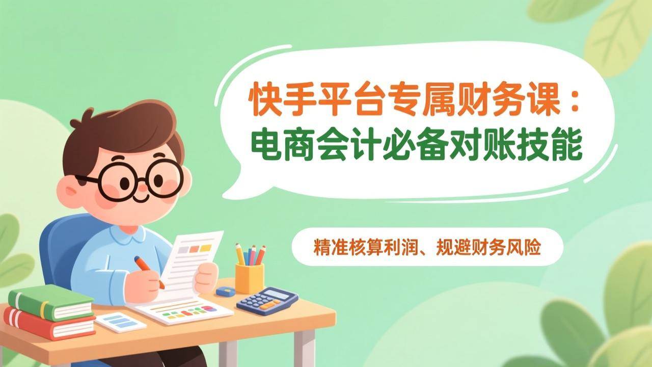 快手平台专属财务课：电商会计必备对账技能，精准核算利润、规避财务风险-知学云创