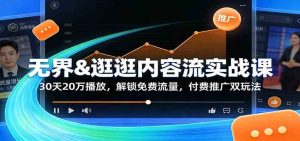 无界&逛逛内容流实战课：30天20万播放，解锁免费流量，付费推广双玩法-云创联盟