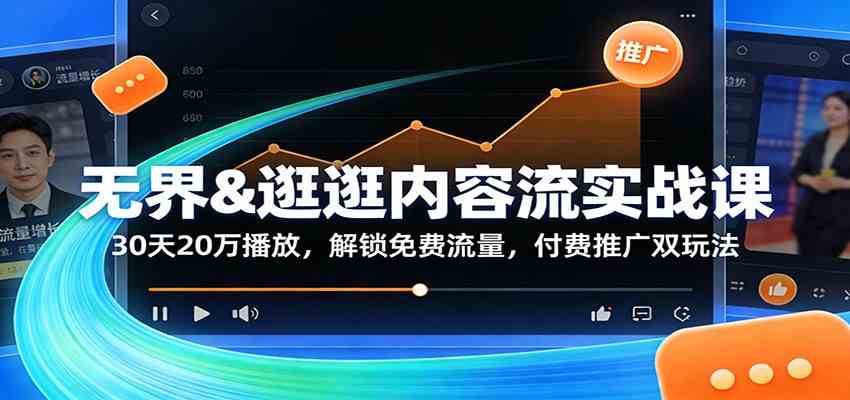无界&逛逛内容流实战课：30天20万播放，解锁免费流量，付费推广双玩法-知学云创