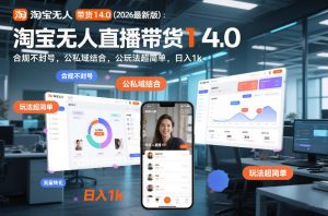 淘宝无人直播带货14.0(2026最新版)：合规不封号，公私域结合，玩法超简单，日入1k+【揭秘】-云创联盟